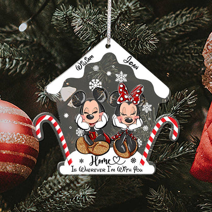 Home Is Wherever I Am With You - Personalized Christmas Mouse Transparent Ornament