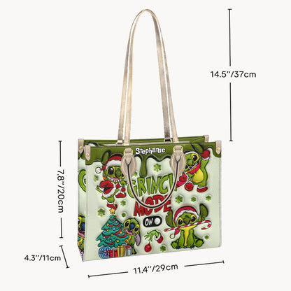 Grinch Mode - Personalized Ohana Leather Handbag