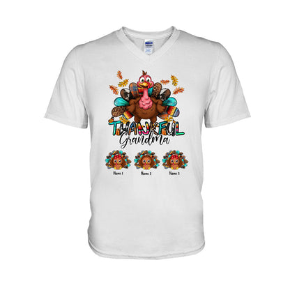 Thankful Grandma - Personalized Thanksgiving T-shirt and Hoodie