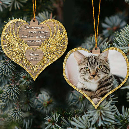 No Longer By Our Side But Forever In Our Hearts - Personalized Christmas Cat Ornament (Printed On Both Sides)
