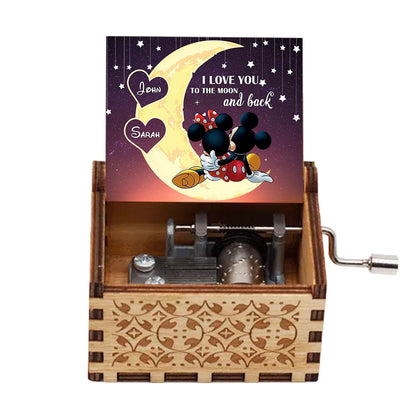 To The Moon And Back - Personalized Mouse Hand Crank Music Box