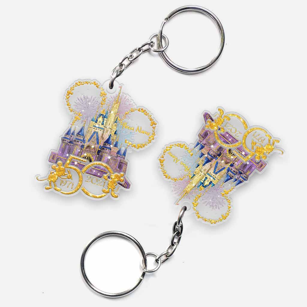 50th Anniversary Of Magic - Personalized Mouse Ears Castle Transparent Keychain