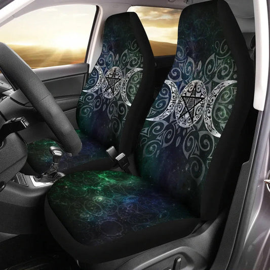 Celtic Wicca Triple Moon Pentacle Pagan-  Witch Seat Covers 0822
