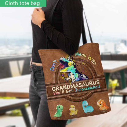 Don't Mess With Grandmasaurus - Personalized Mother's Day Tote Bag