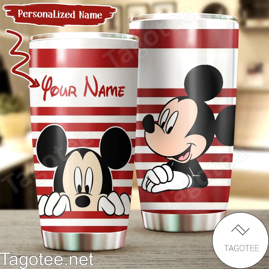 Red Stripes - Personalized Mouse Tumbler 0523
