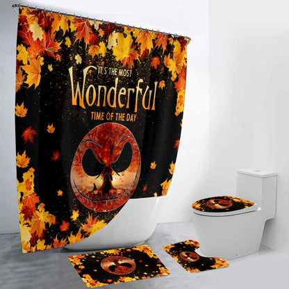 Most Wonderful Time Of The Day Autumn Leaf Nightmare - Fall Nightmare Bathroom Curtain & Mats Set