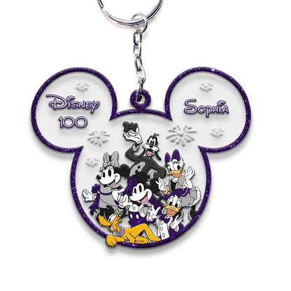 Magical 100th - Personalized Mouse Transparent Keychain