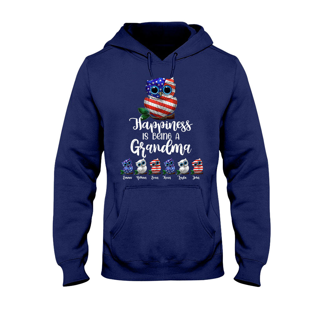 Happiness Is Being A Grandma - Personalized Independence Day T-shirt and Hoodie