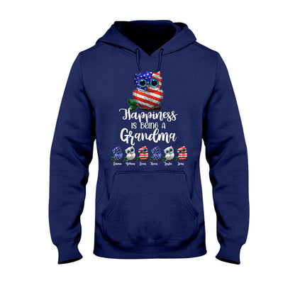 Happiness Is Being A Grandma - Personalized Independence Day T-shirt and Hoodie
