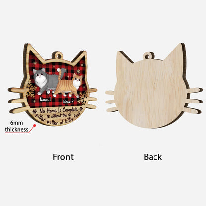 Pitter Patter - Personalized Christmas Cat Layered Wood Ornament