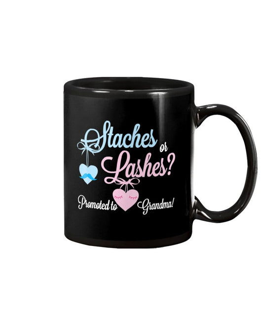 Gender Reveal Staches Or Lashes Promoted Grandma - Grandma Mug 0921