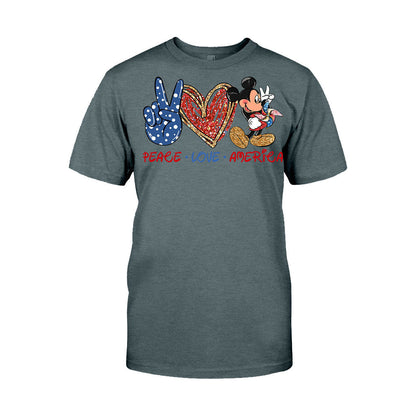 Peace Love Mouse Ears - Independence Day T-shirt and Hoodie