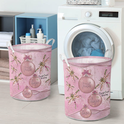 Faith Hope Love Metal Pattern Print Breast Cancer Awareness Storage Basket 0622