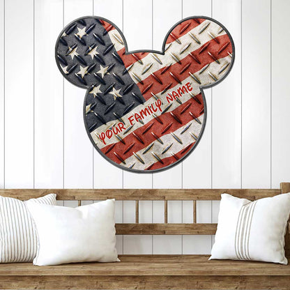 Best Day Ever Red White Blue Mouse Ears - Personalized Independence Day Cut Metal Sign
