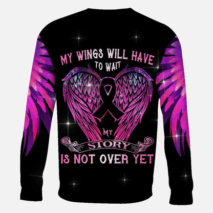 My Wings Will Have To Wait - Personalized Breast Cancer Awareness All Over T-shirt and Hoodie