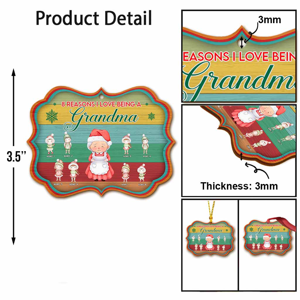 Reasons I Love Being A Grandma - Personalized Christmas Grandma Ornament (Printed On Both Sides)