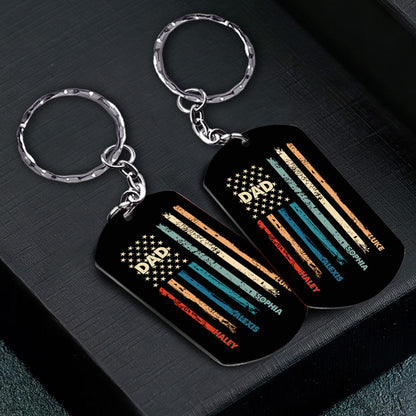 Stars And Stripes - Personalized Independence Day Father Stainless Steel Keychain