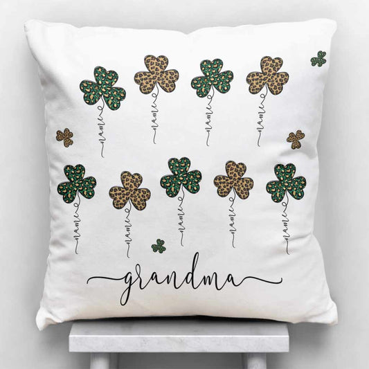 Mom Grandma St. Patrick's Day Irish Shamrock - Personalized Throw Pillow