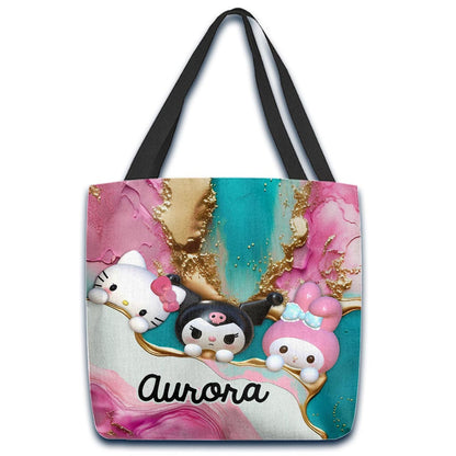 Pinky Squad - Personalized White Kitten Tote Bag