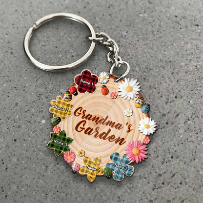 Grandma's Garden - Personalized Keychain (Printed On Both Sides)