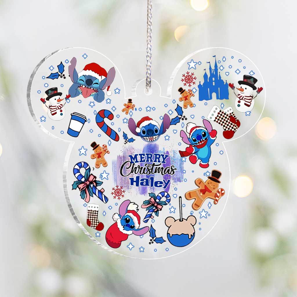 Ohana Merry Christmas - Personalized Transparent Ornament