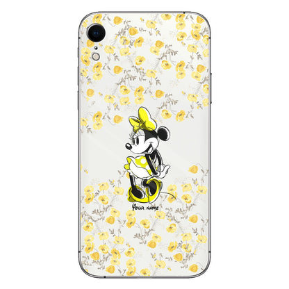 Yellow Floral - Personalized Mouse Clear Phone Case