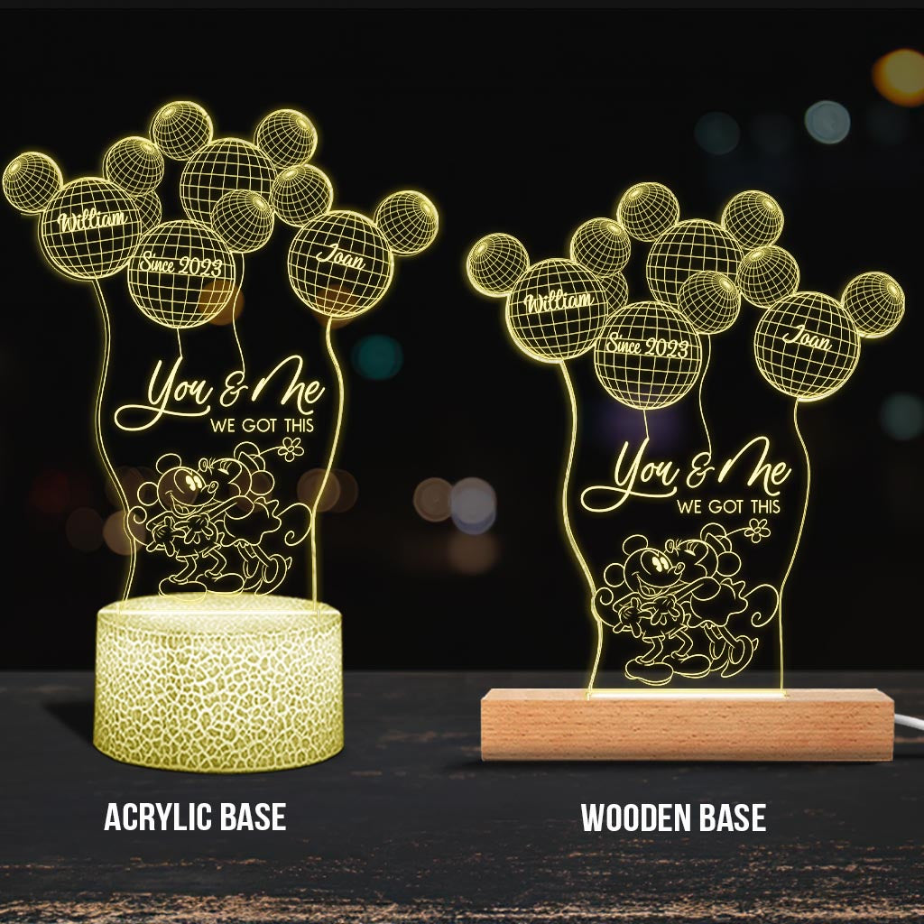 You And Me We Got This - Personalized Couple Mouse Shaped Plaque Light Base
