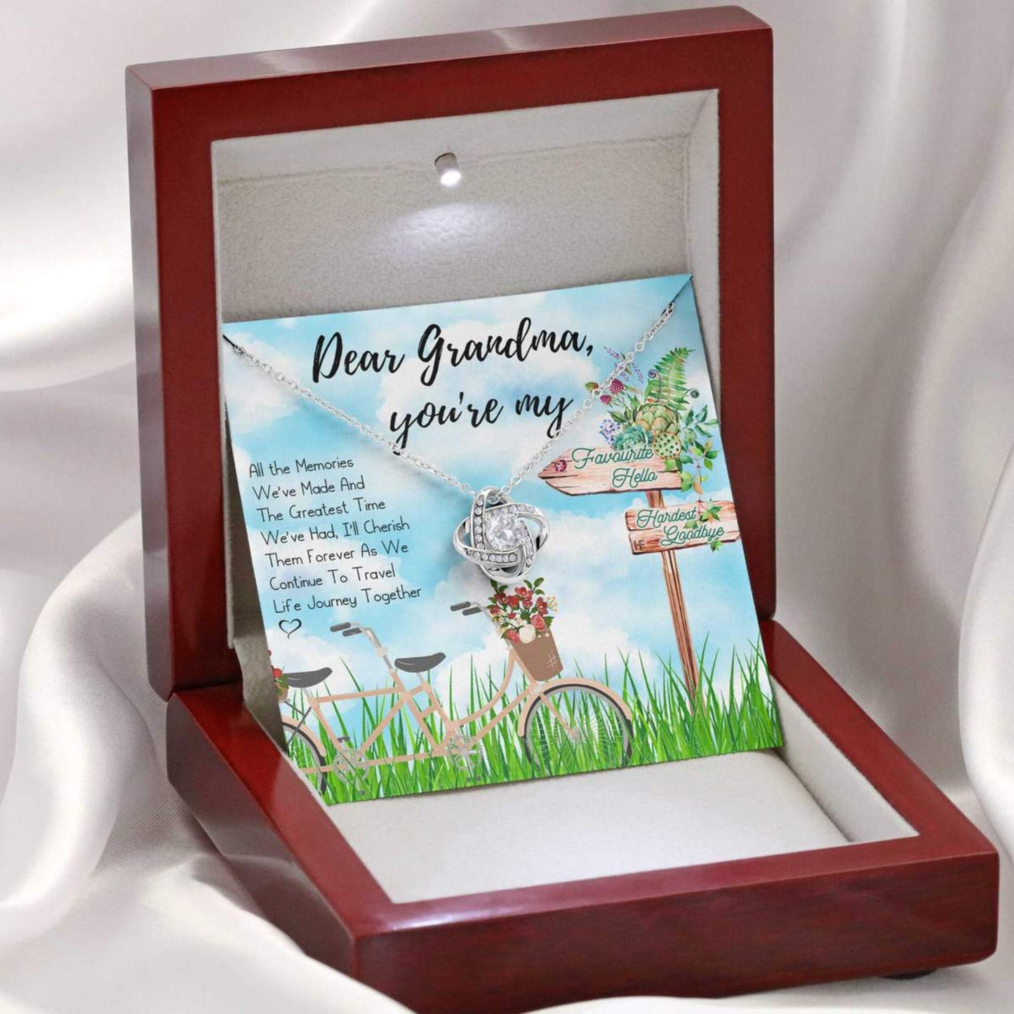 Vintage Gift For Your Beloved Grandma On Mother's Day With Bicycle - Grandma Love Knot Necklace 0921