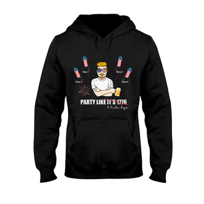 Party Like Four Kids Ago - Personalized Independence Day Father T-shirt and Hoodie