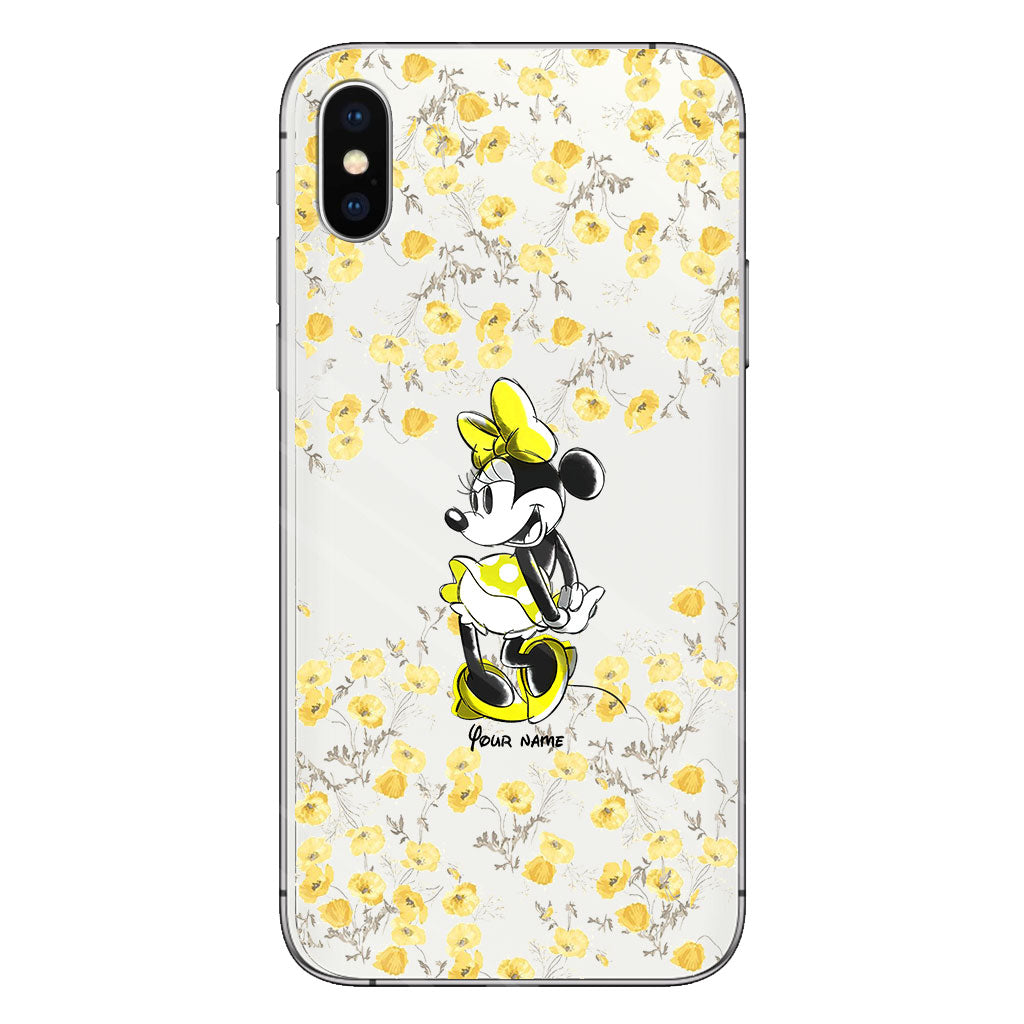 Yellow Floral - Personalized Mouse Clear Phone Case