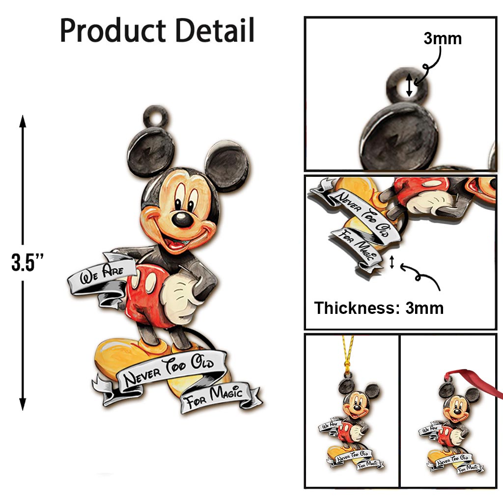 Never Too Old - Christmas Mouse Ornament (Printed On Both Sides)
