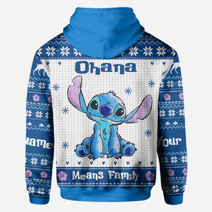 Ohana Means Family - Personalized Christmas Ohana All Over T-shirt and Hoodie