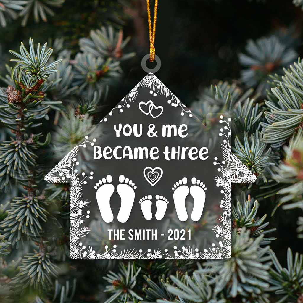 You And Me Became Three - Personalized Family Transparent Ornament