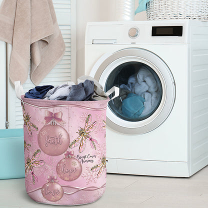 Faith Hope Love Metal Pattern Print Breast Cancer Awareness Storage Basket 0622