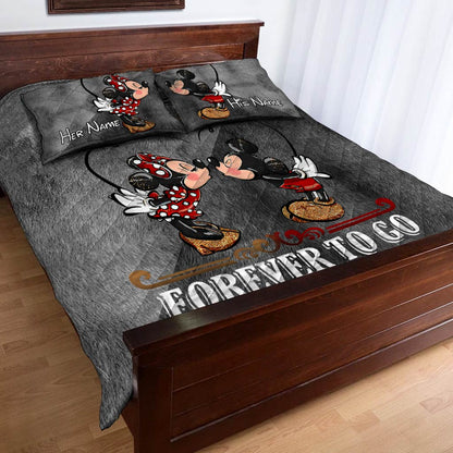 Forever To Go - Personalized Couple Mouse Quilt Set