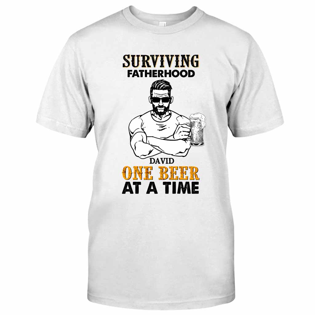Surviving Fatherhood One Beer At A Time - Personalized Father's Day T-shirt and Hoodie