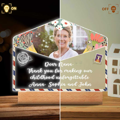 We Love You - Personalized Mother's day Grandma Shaped Plaque Light Base