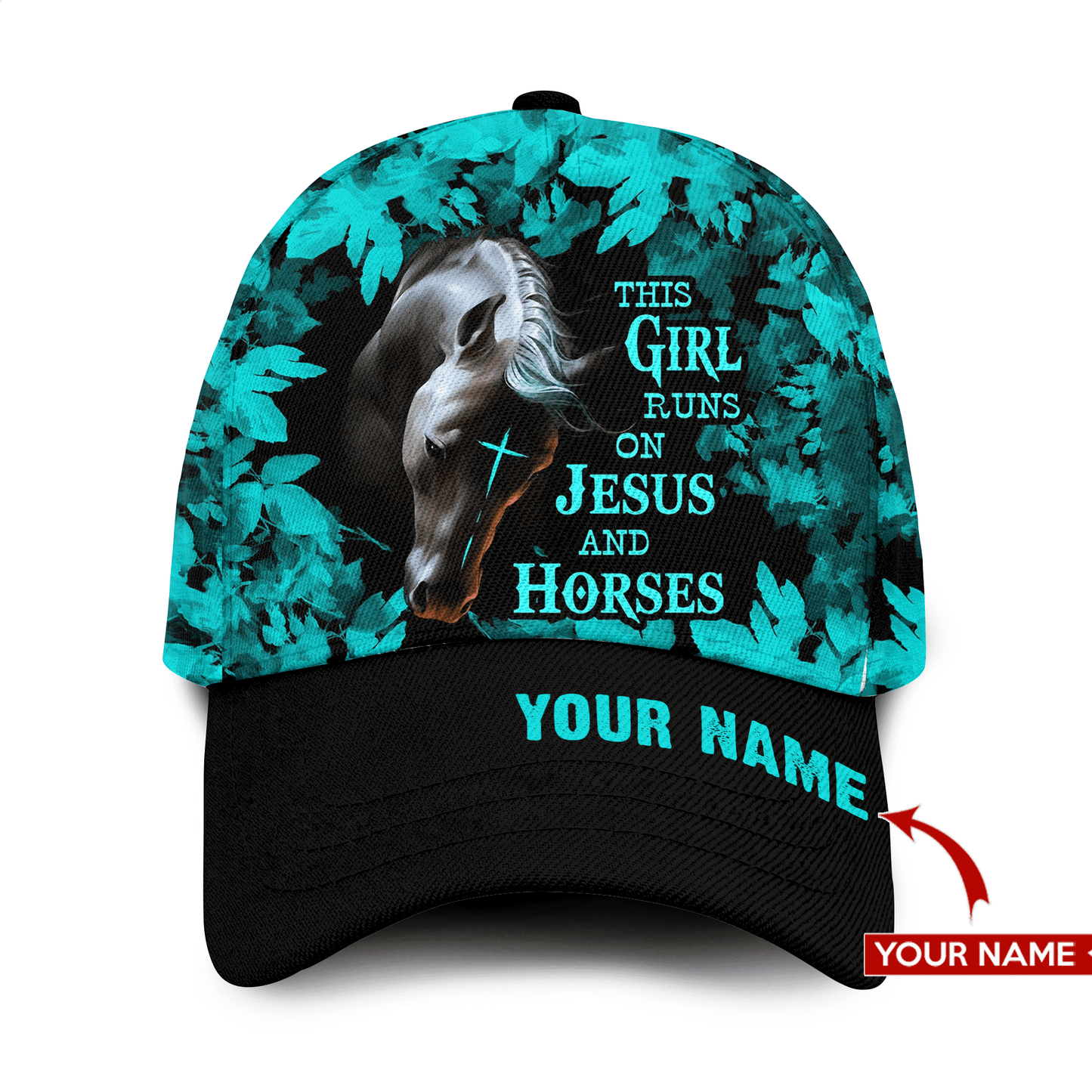 This Girl Runs On Jesus And Horses - Personalized Horse Classic Cap 0823