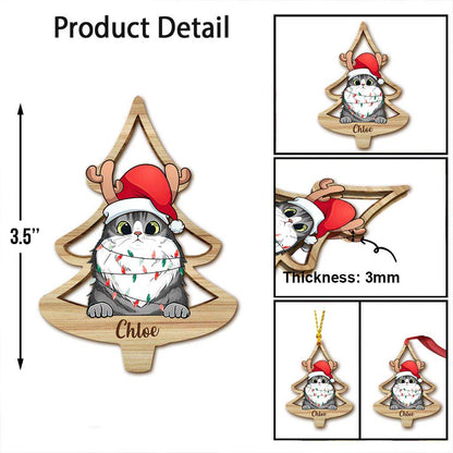 Lovely Cat Christmas Tree - Personalized Christmas Cat Ornament
