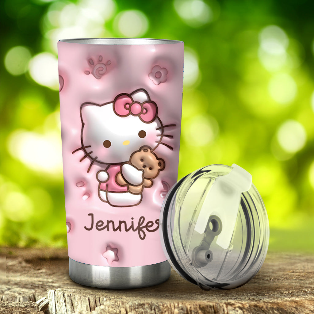 Hello Little Cutie - Personalized White Kitten Tumbler
