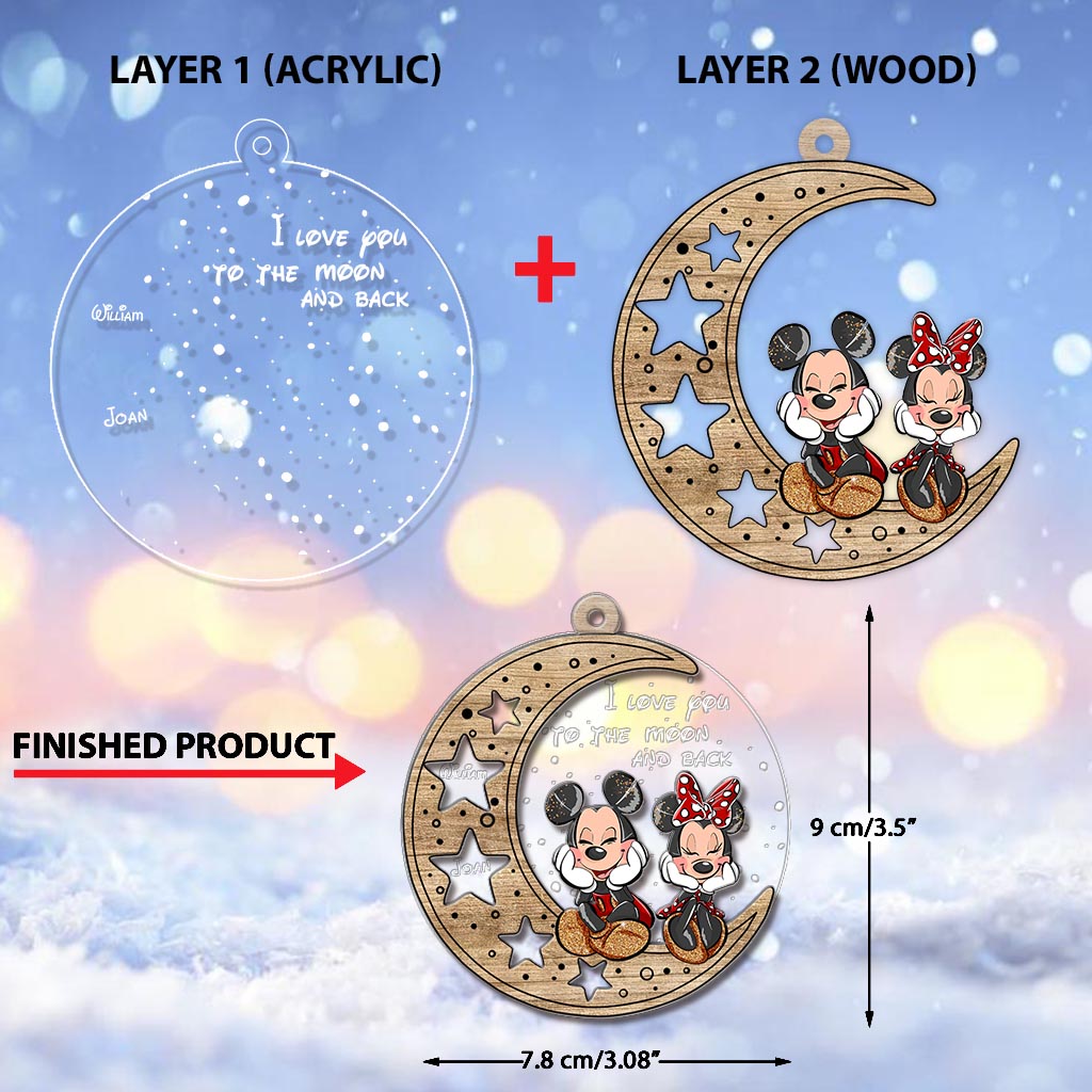 I Love You To The Moon And Back - Personalized Christmas Mouse Layers Mix Ornament