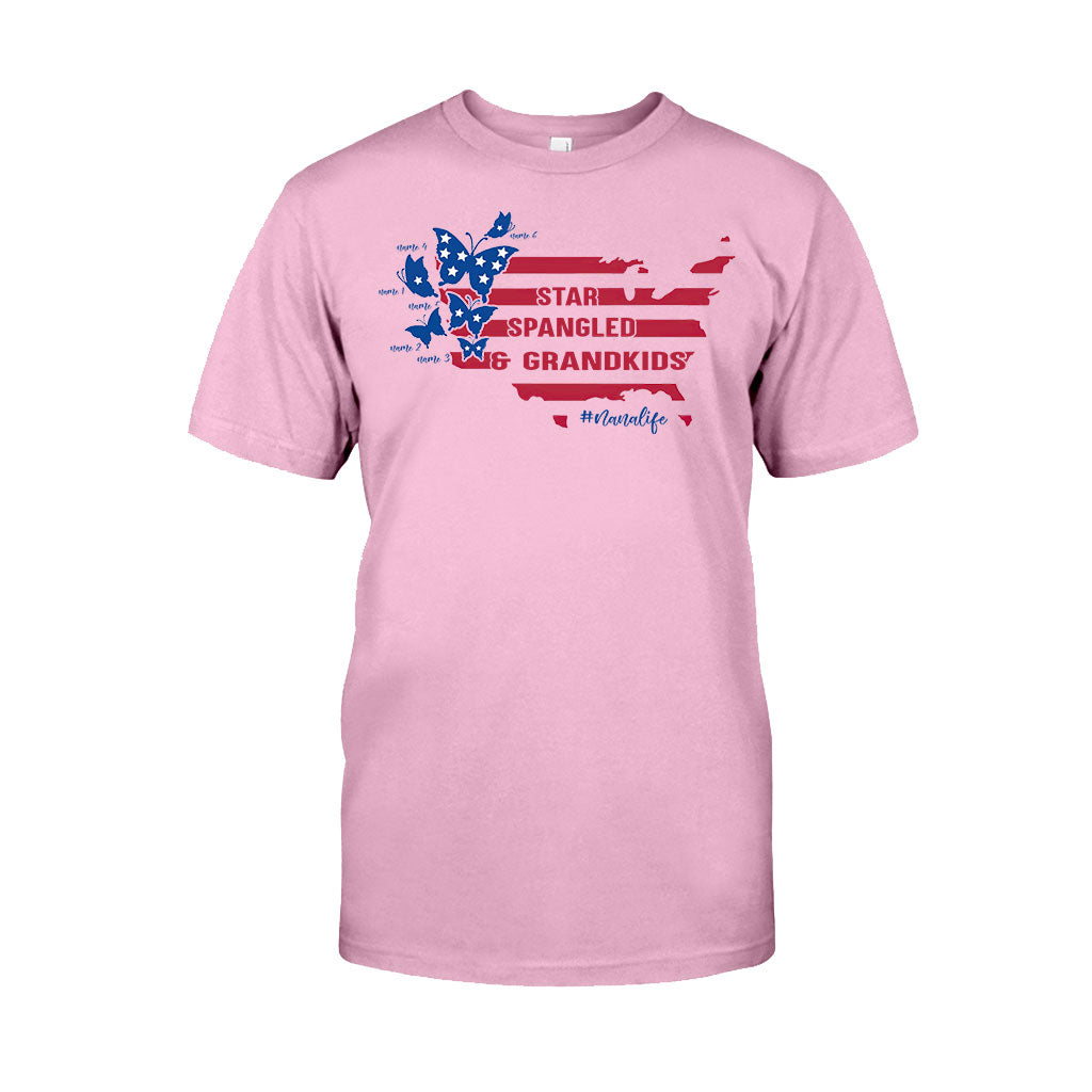 Star Spangled And Grandkids Patriotic - Personalized Independence Day Grandma T-shirt and Hoodie