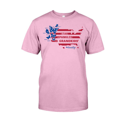 Star Spangled And Grandkids Patriotic - Personalized Independence Day Grandma T-shirt and Hoodie