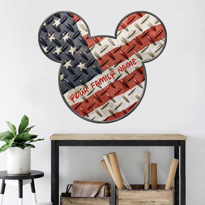 Best Day Ever Red White Blue Mouse Ears - Personalized Independence Day Cut Metal Sign