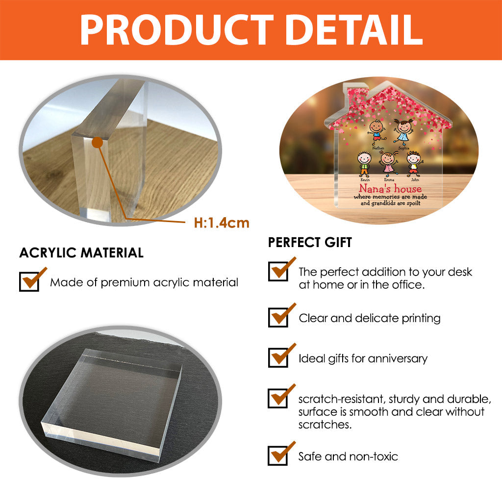 Nana's House - Personalized Mother's day Grandma Custom Shaped Acrylic Plaque