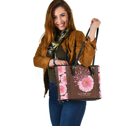 Faith Hope Love Breast Cancer Awareness Breast Cancer Awareness Leather Bag 0622