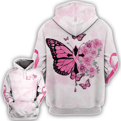 Butterfly Cross Pink Ribbon - Breast Cancer Awareness All Over T-shirt and Hoodie 0822