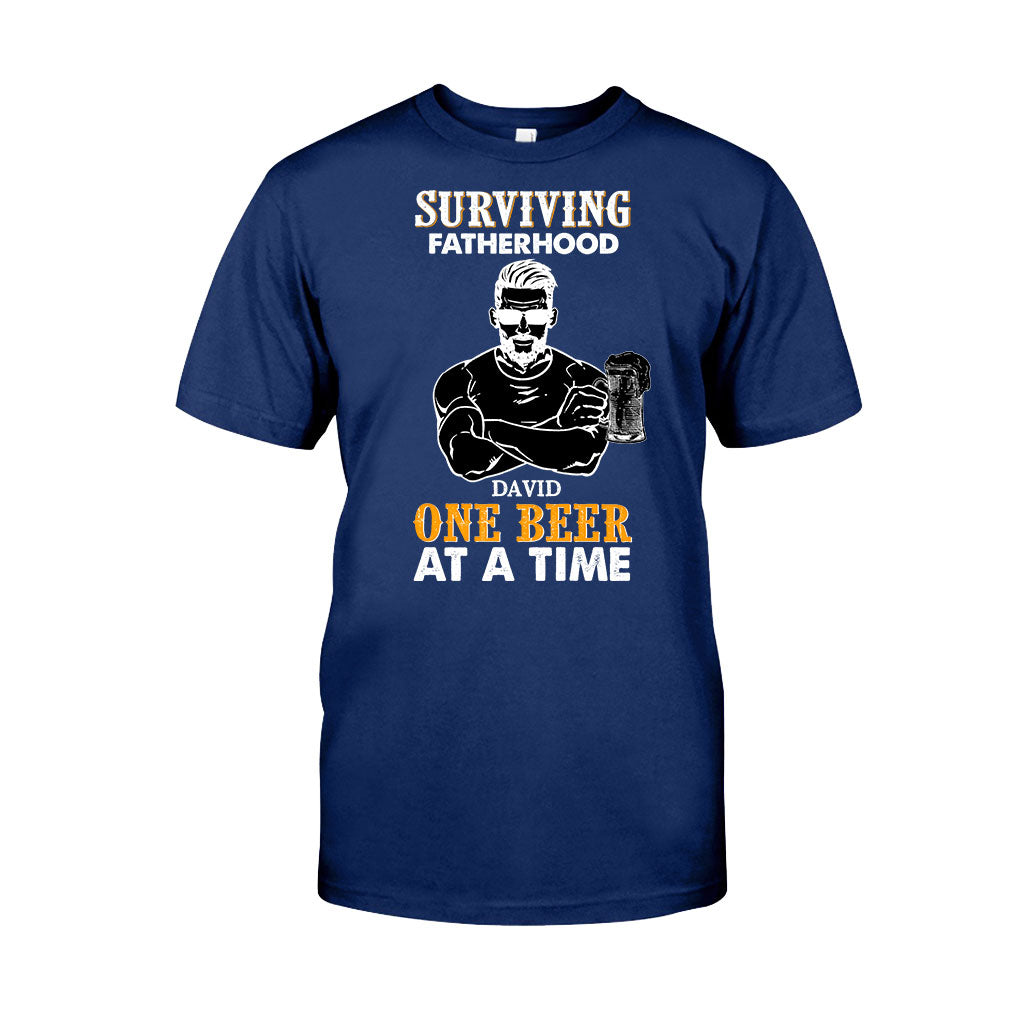 Surviving Fatherhood One Beer At A Time - Personalized Father's Day T-shirt and Hoodie