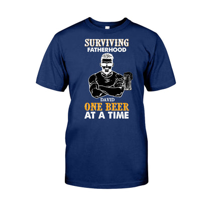 Surviving Fatherhood One Beer At A Time - Personalized Father's Day T-shirt and Hoodie