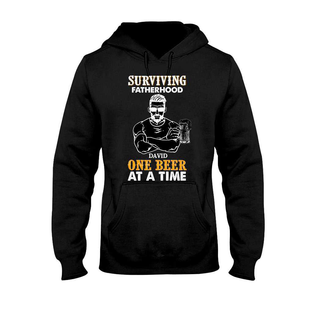 Surviving Fatherhood One Beer At A Time - Personalized Father's Day T-shirt and Hoodie